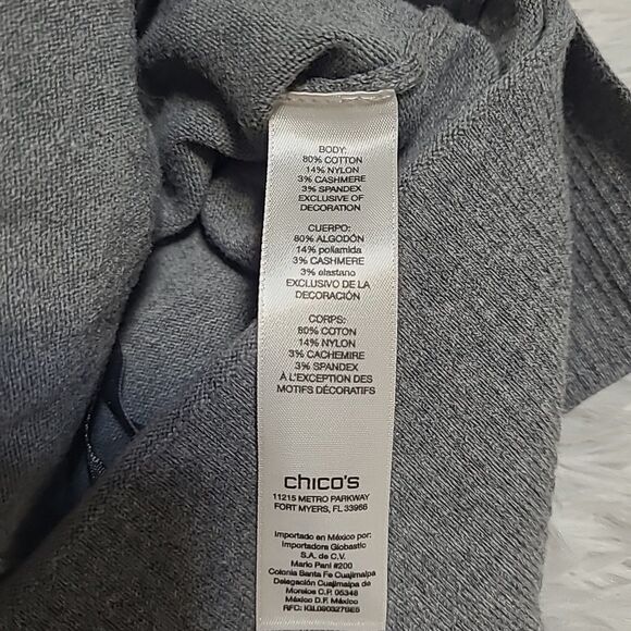 Chicos Zenergy Full Zip Jacket Womens Size 1 Small Hooded Cashmere Blend Grey - Picture 8 of 11